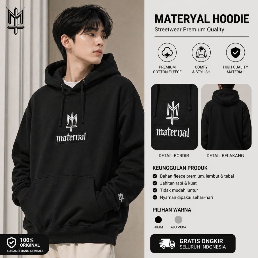 Jaket Hoodie Maternal Disaster Hitam XXL XL L Jaket Distro