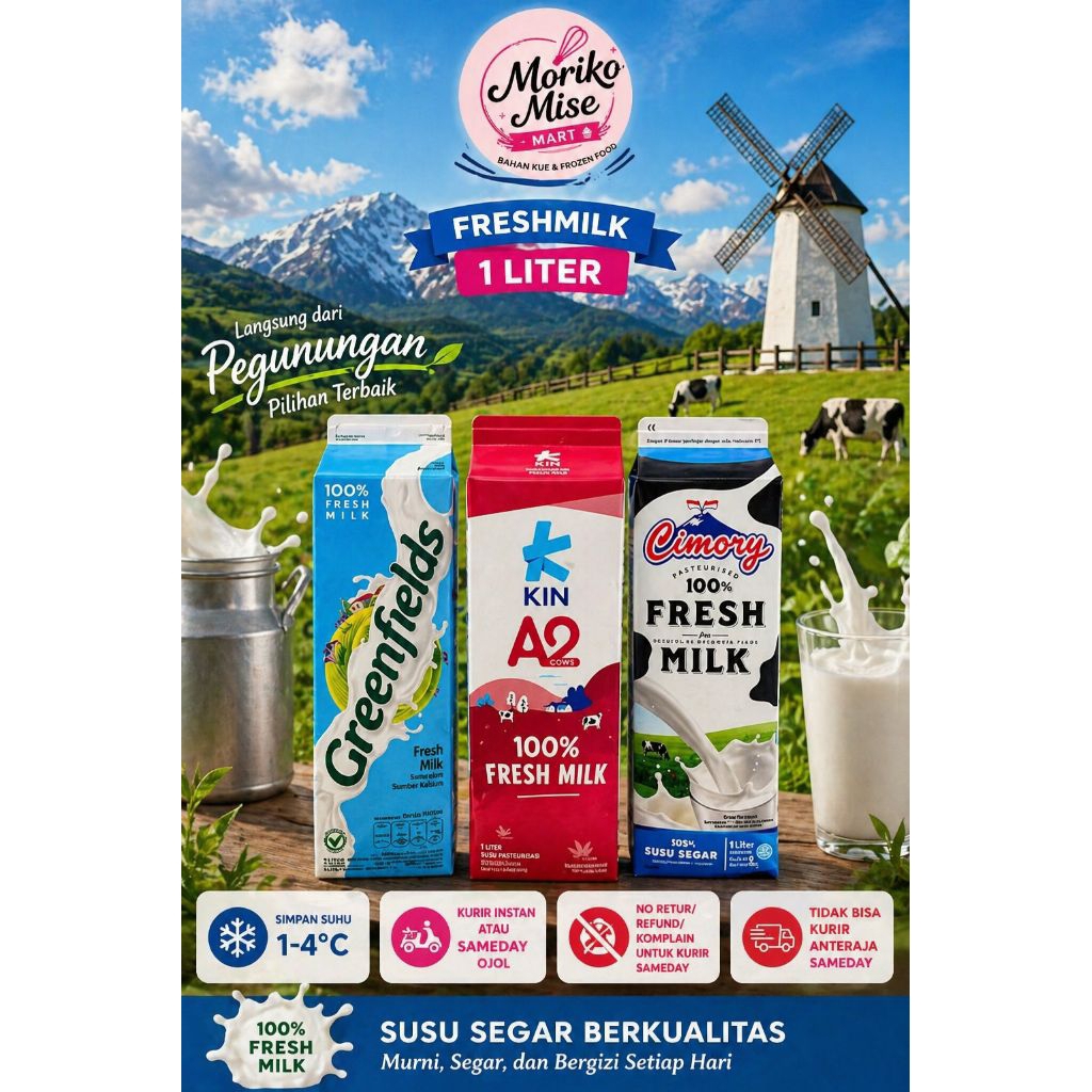 [ SUSU SEGAR ] Fresh Milk 1 liter GREENFIELDS / KIN susu A2 / CIMORY freshmilk