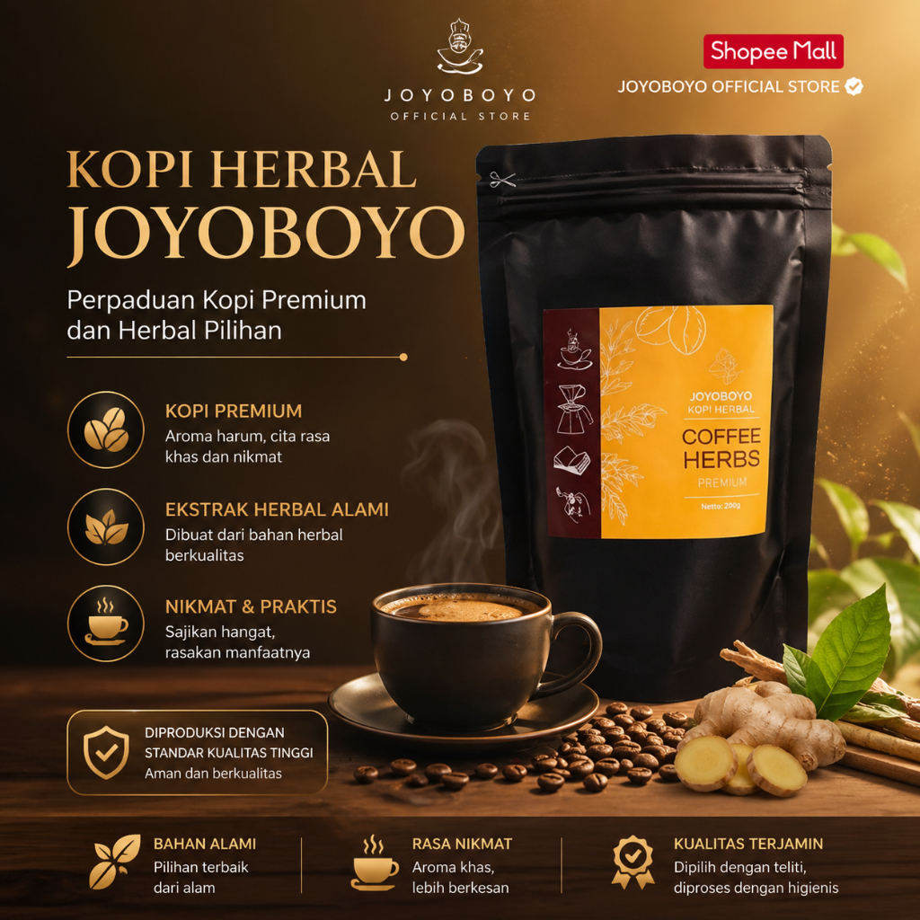 kopi herbal joyoboyo kopi ekstra ginseng purwaceng isi 150 gr Halal