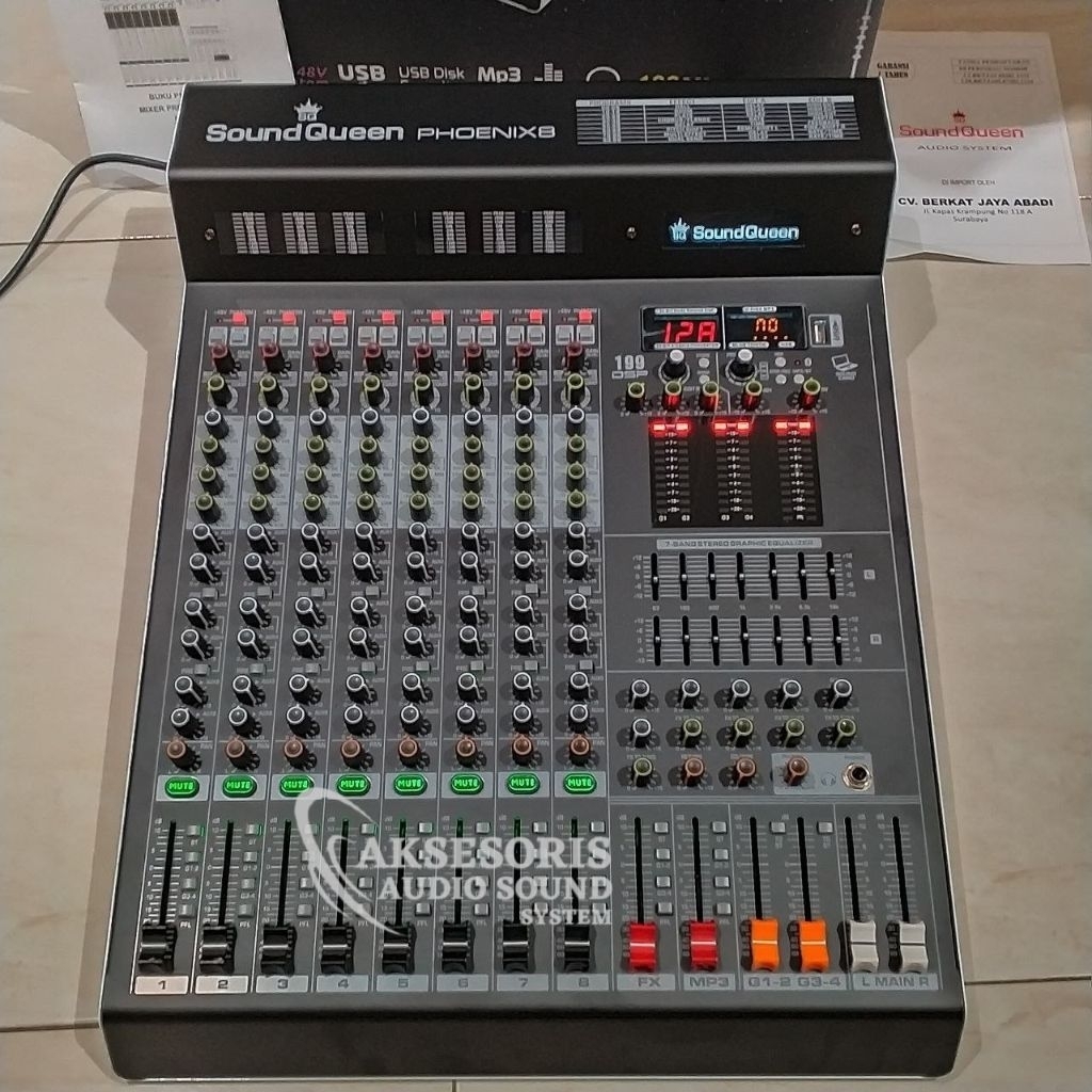 Mixer SOUNDQUEEN PHOENIX 8 8 Chanel Efek Digital Reverb Kompress Equaliser Terbaru Kualitas Bagus