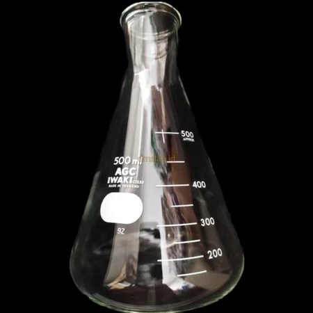 IWAKI Erlenmeyer 500 ml Gelas Laboratorium | Labu Erlenmeyer Kaca Borosilikat | Alat Laboratorium Ki