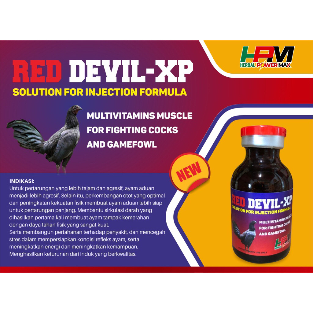 Vitamin doping ayam Red Devil 20ml penguat otot dan doping 100% original HPM