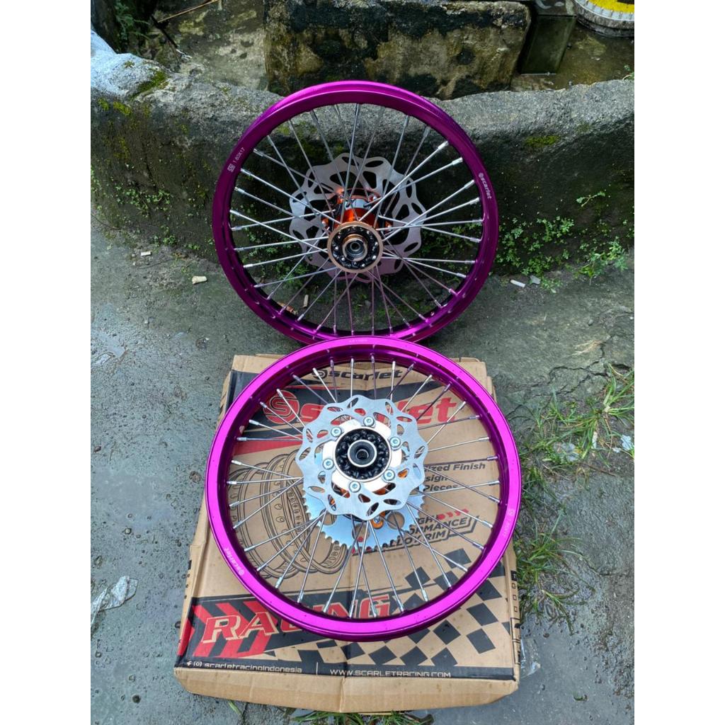 Roda Set RBT KLX Velg Scarlet 160/185-17 Tanpa Ban -Dilengkapi Disc +Gear