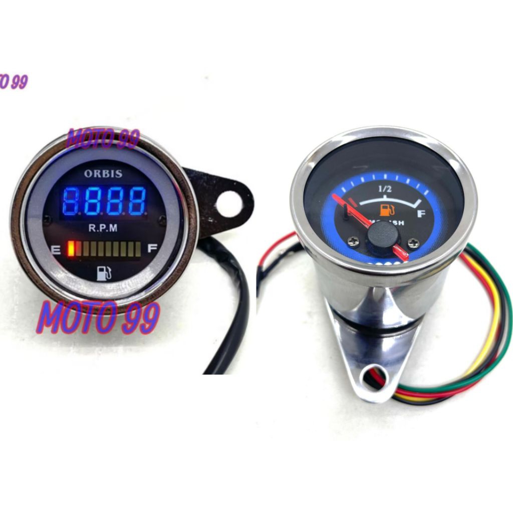 Speedometer Digital Rpm Digital Plus Ampere Bensin Bulat 2in1