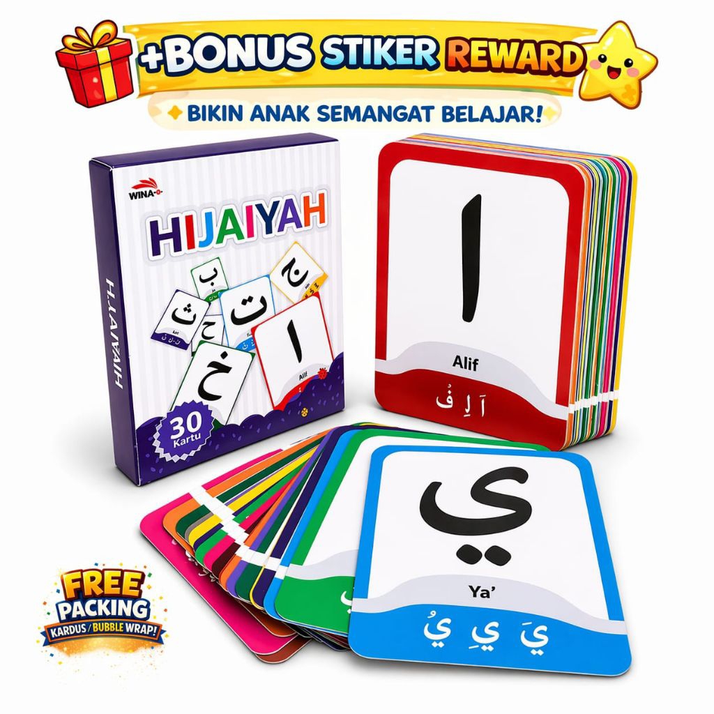 Flashcard Hijaiyah Anak 3+ | Kartu Belajar Huruf Arab | Edukasi PAUD TK | Media Belajar Mengaji