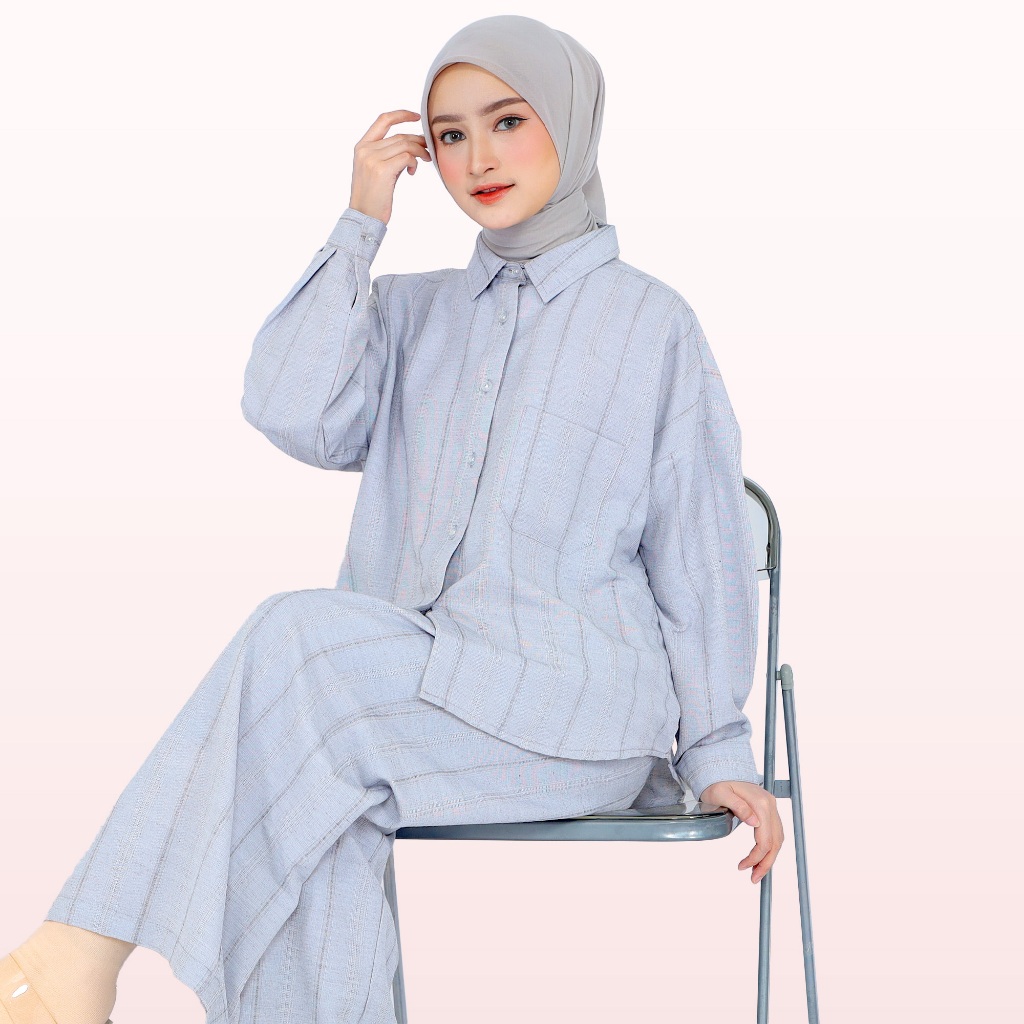 One Set Wanita Linen Rayon Yuju Hijab Friendly By Inikami