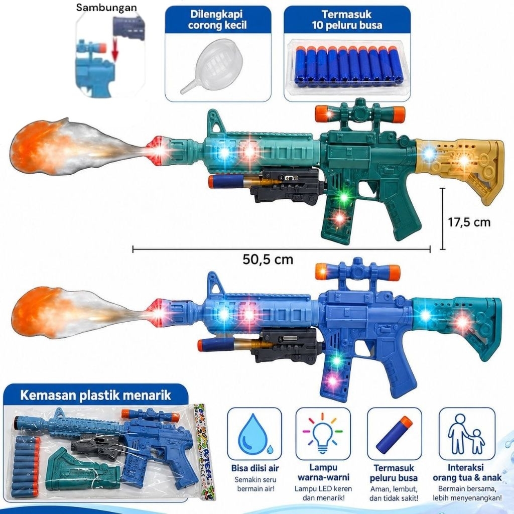 3408 mainan pistol anak bisa megeluarkan asap ada lampu led + musik /mainan pistol asap bisa bergeta
