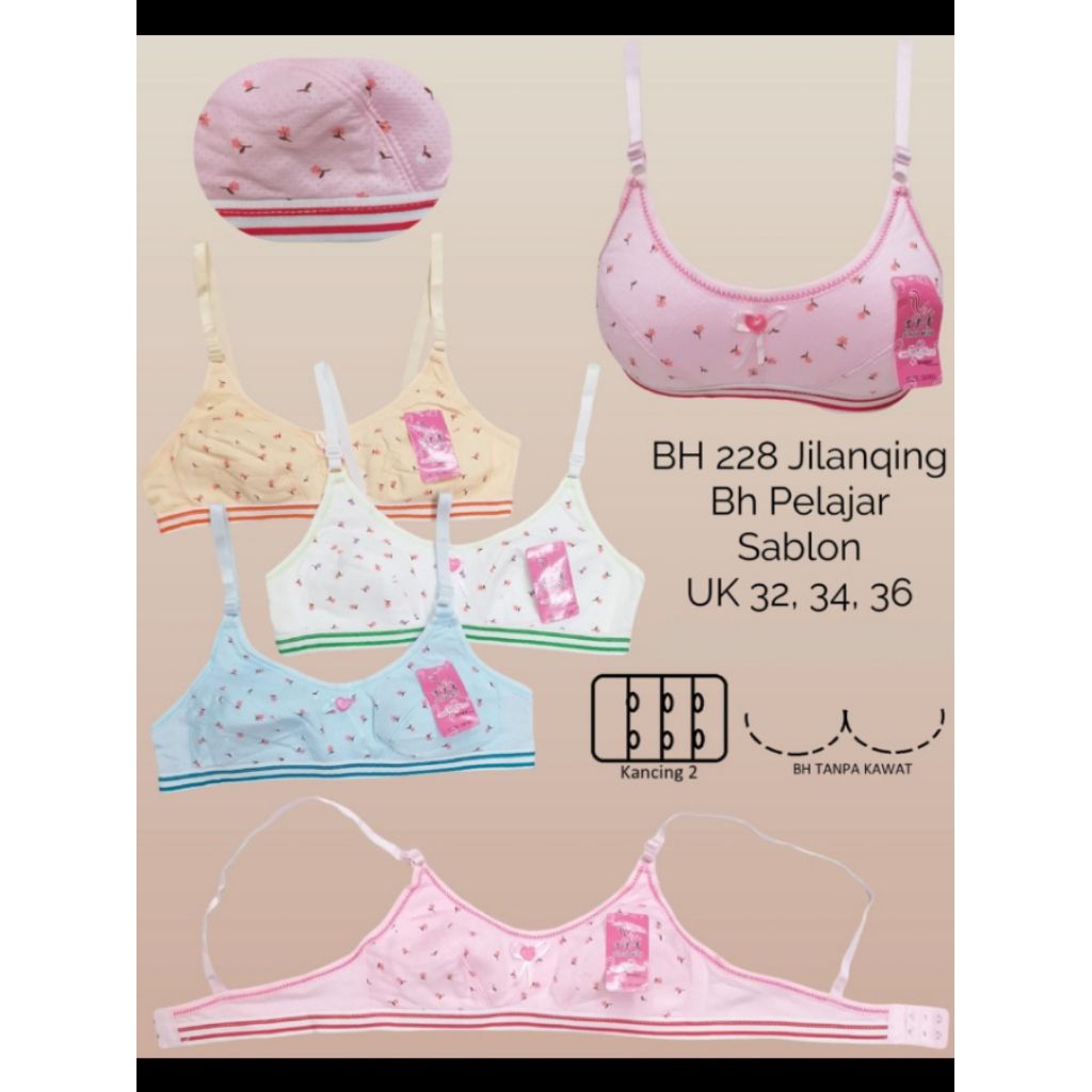 3pcs|6Pcs BH Bra Anak Perempuan Remaja  Sekolah SD SMP SMA Bahan Katun Busa Tipis Nyaman , Ukuran 32