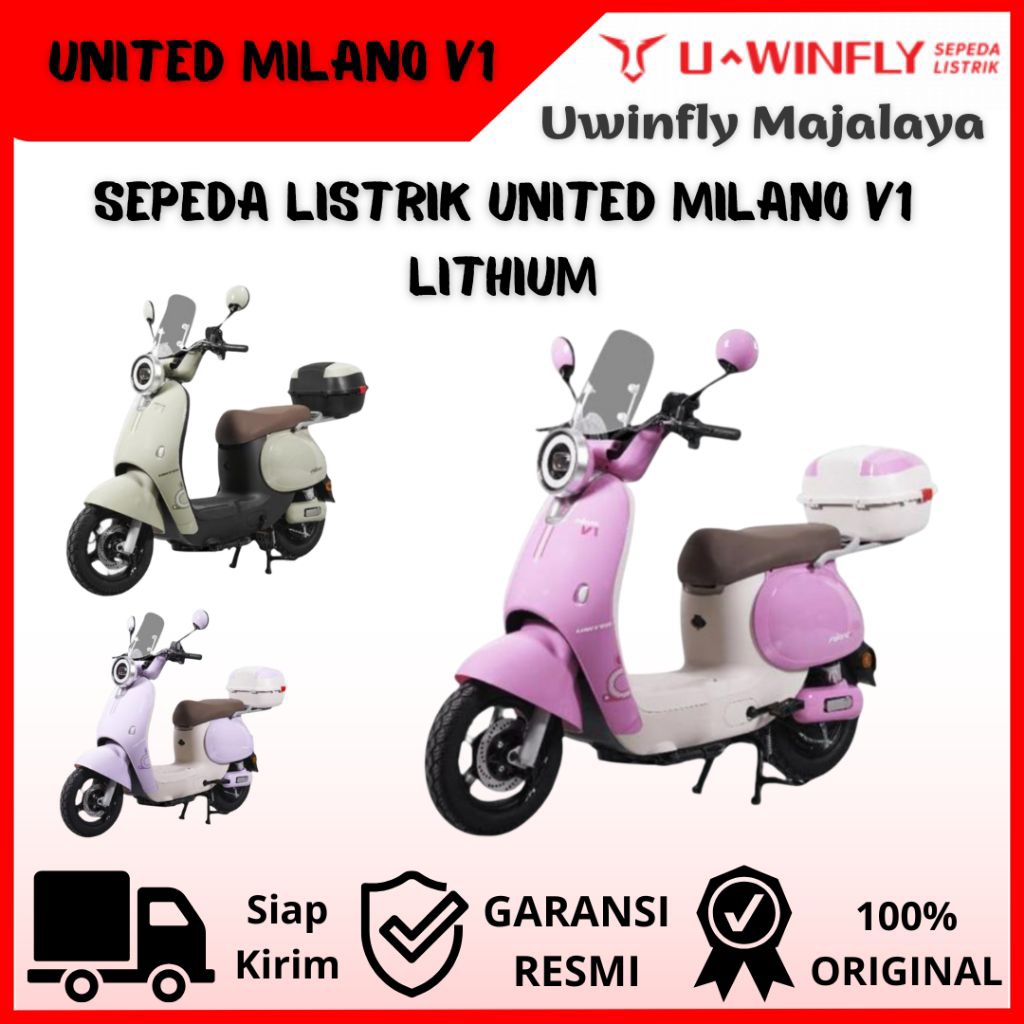 Sepeda Listrik United Milano V1 Motor 800 Watt Baterai Lithium 48V