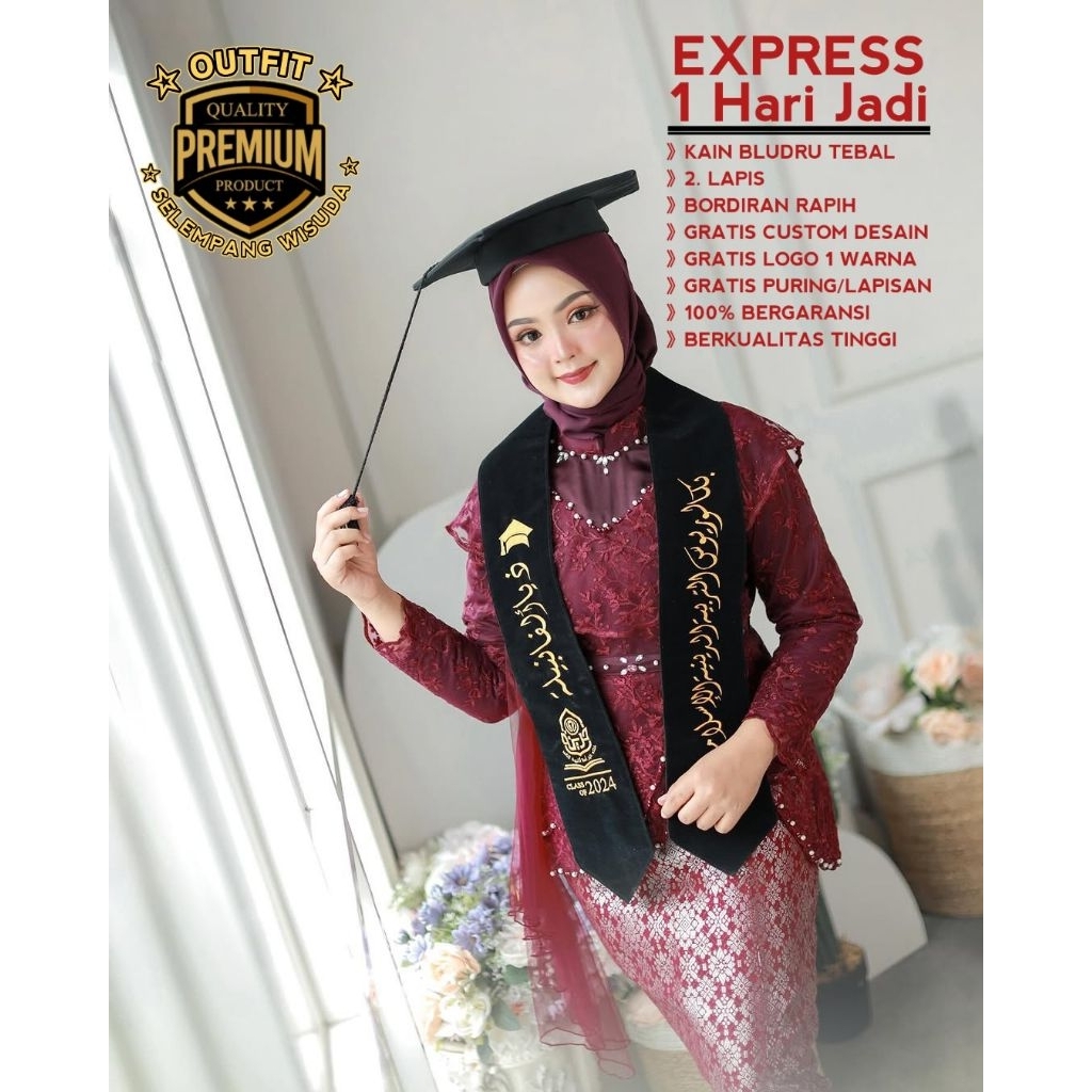 Selempang Wisuda Kalung font Arabic Premium,Selempang Pesantren,Selempang Tahfidz