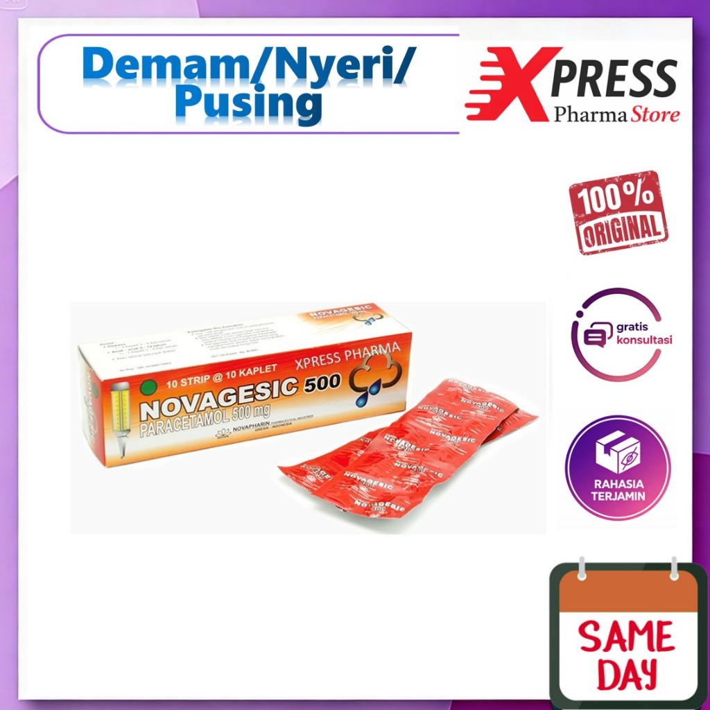 XPRESS !  Novagesic STRIP Obat Demam Panas Nyeri Pusing Paracetamol Parasetamol Nofagesic Nofagesik 