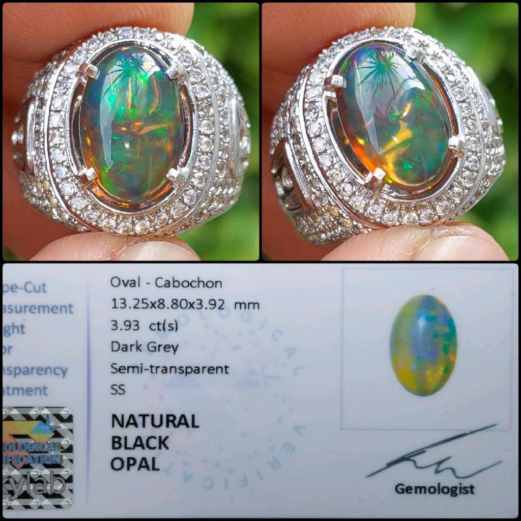 Natural Black Opal Crystal Clean Gemstone Batu Akik Permata Kalimaya Asli