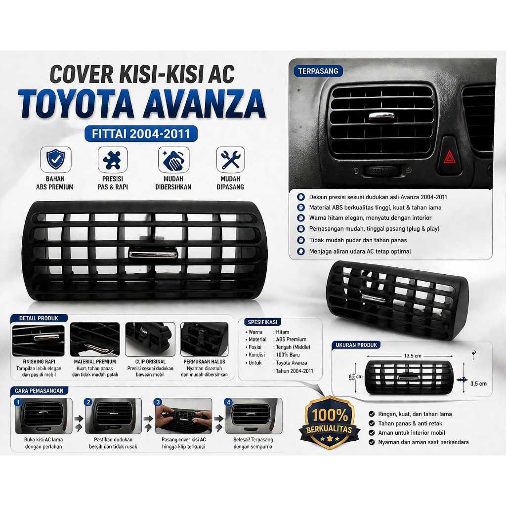 Kisi-Kisi AC depan tengah Avanza xenia 2004 - 2011 Upgrade tampilan interior mobil Anda dengan kisi-