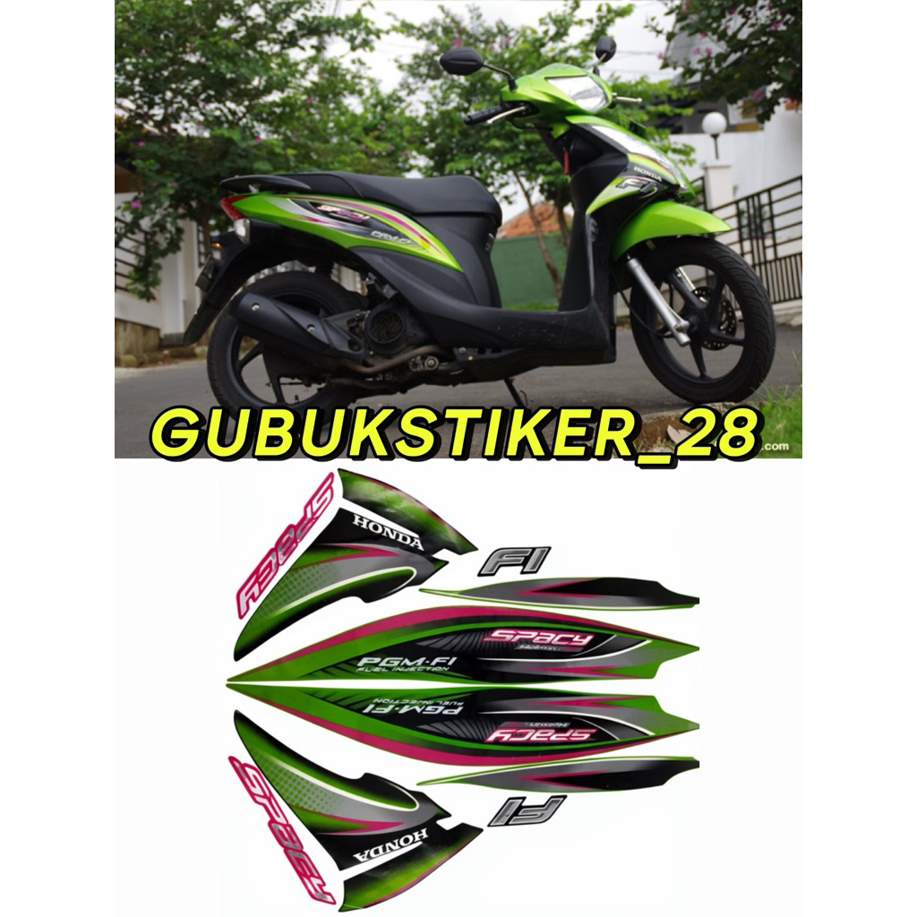 STRIPING STIKER LIS BODY MOTOR HONDA SPACY FI 2011-2012 HIJAU