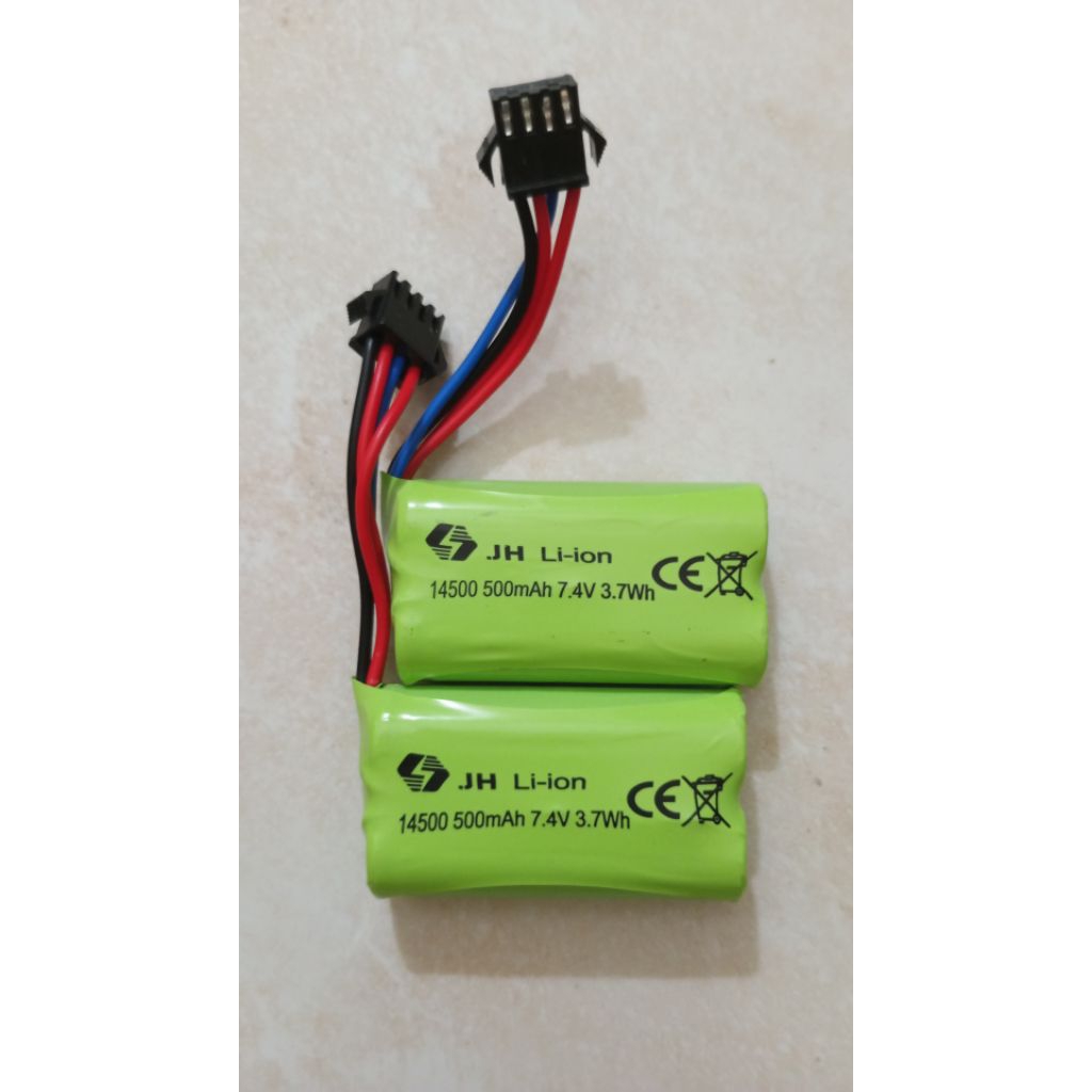 Baterai Cas/carger type 14500/7,4V-500Mah 4 Pin Soket Hitam