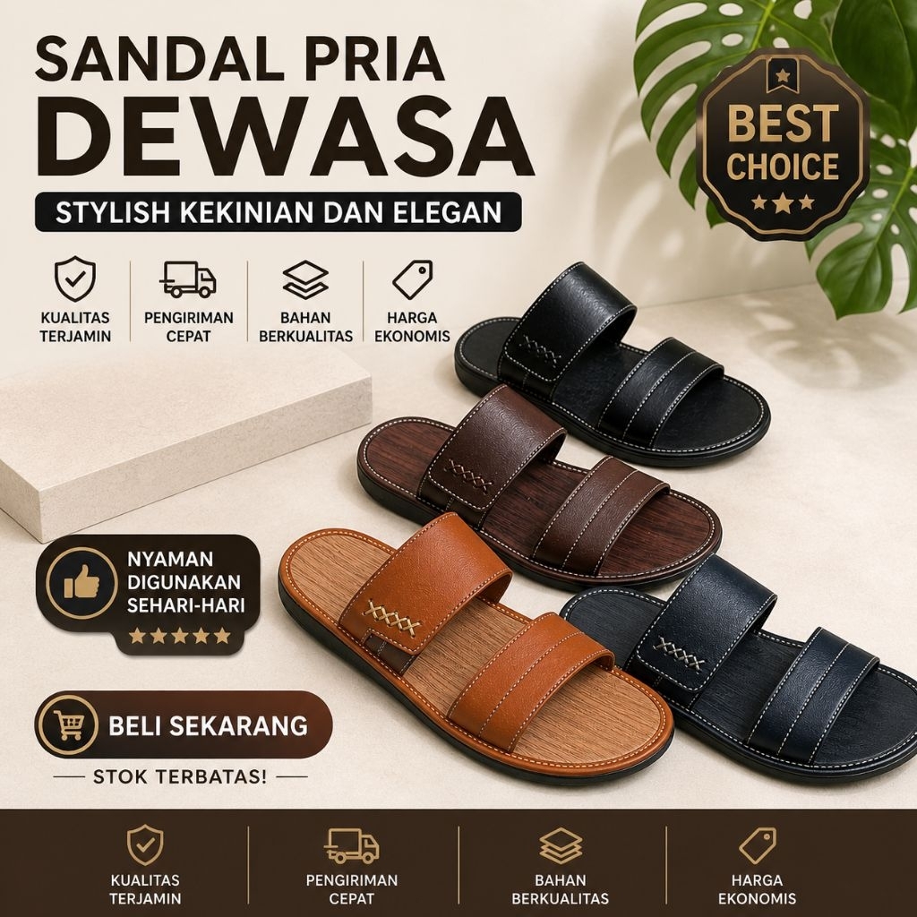 SANDAL SELOP PRIA DEWASA Sandal Slop Pria Dewasa Elegan Kekinian Terbaru dan stylish