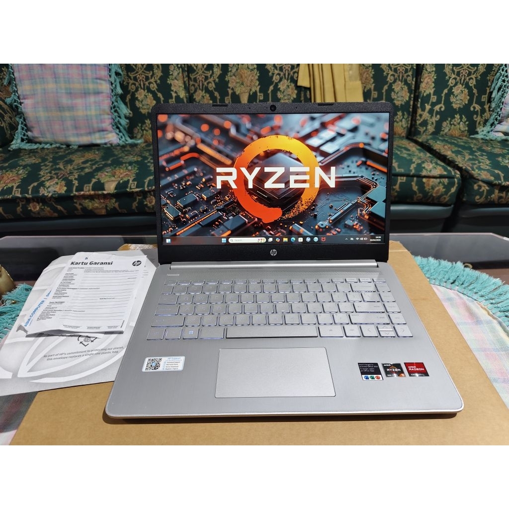 laptop hp 14s fq1135au ryzen 5 5500u 8/512 vga radeon garansi on
