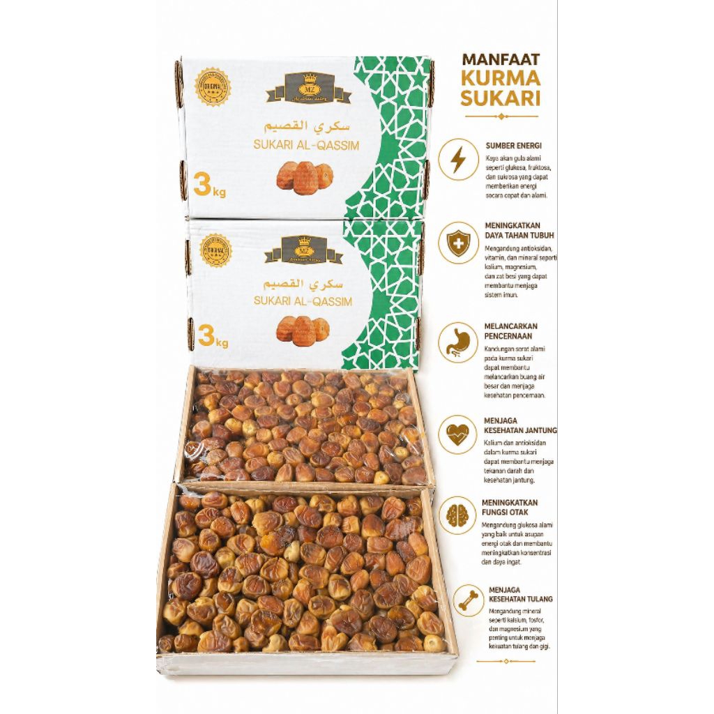 Kurma Sukari  Premium 3 Kg – Kurma Basah & Kering, Lezat & Berkualitas