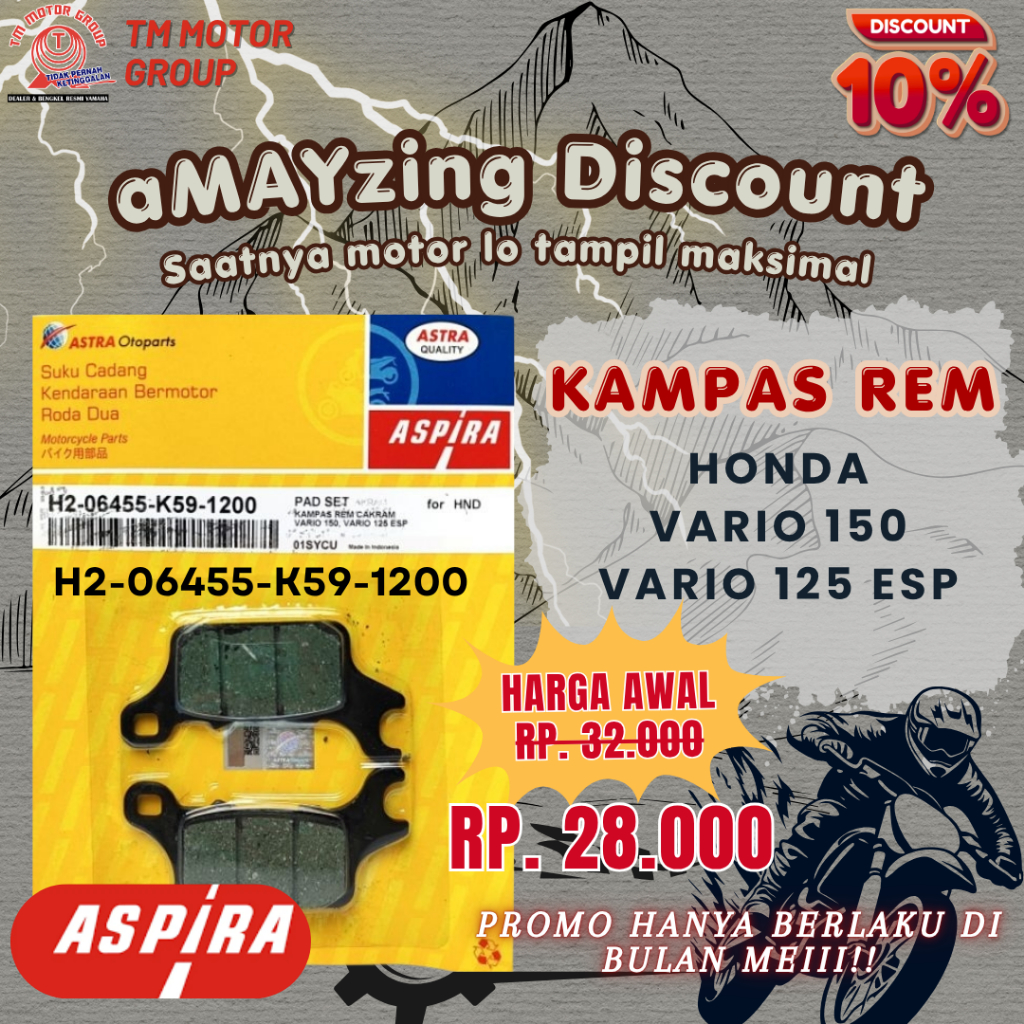 KAMPAS REM CAKRAM HONDA VARIO 150,VARIO 125 ESP ORIGINAL ASPIRA