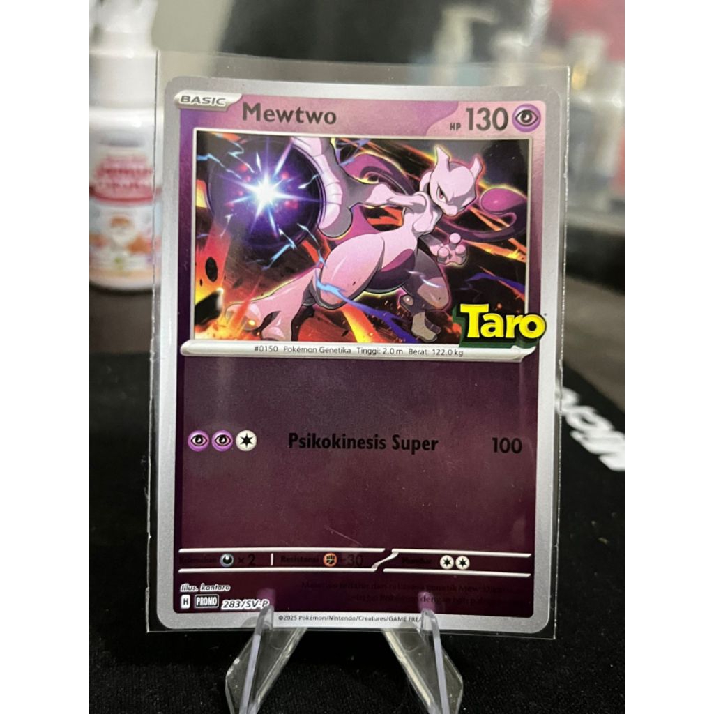 Kartu Pokemon Promo Taro Mewtwo Holo Hologram
