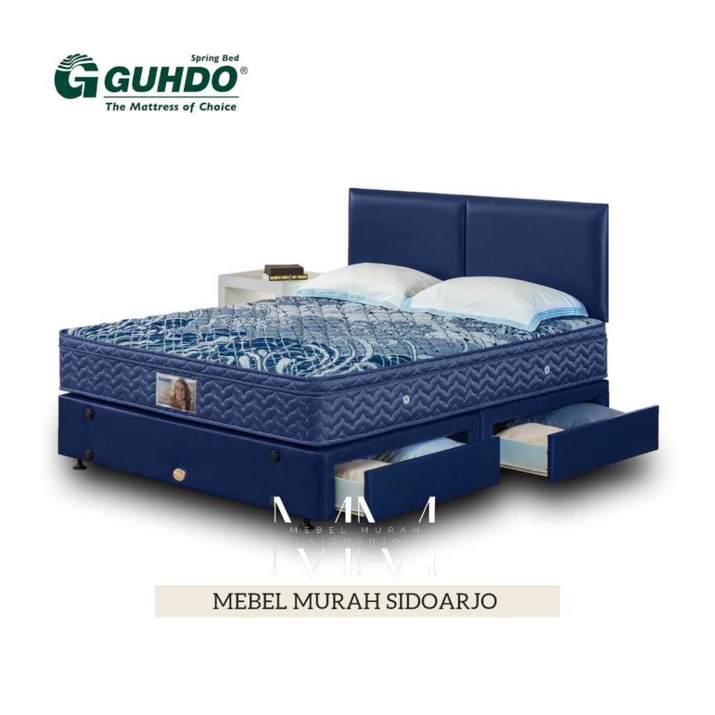 Set Guhdo Springbed Divan Drawer Laci Standard Plushtop 160x200 180x200 200x200 Kasur Set Springbed 