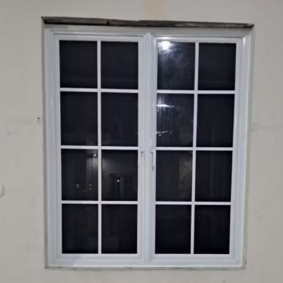 Jendela Aluminium ornamen kotak" kusen 3inch inkalum +kaca 5mm anti air, anti rayap tersedia ukuran 