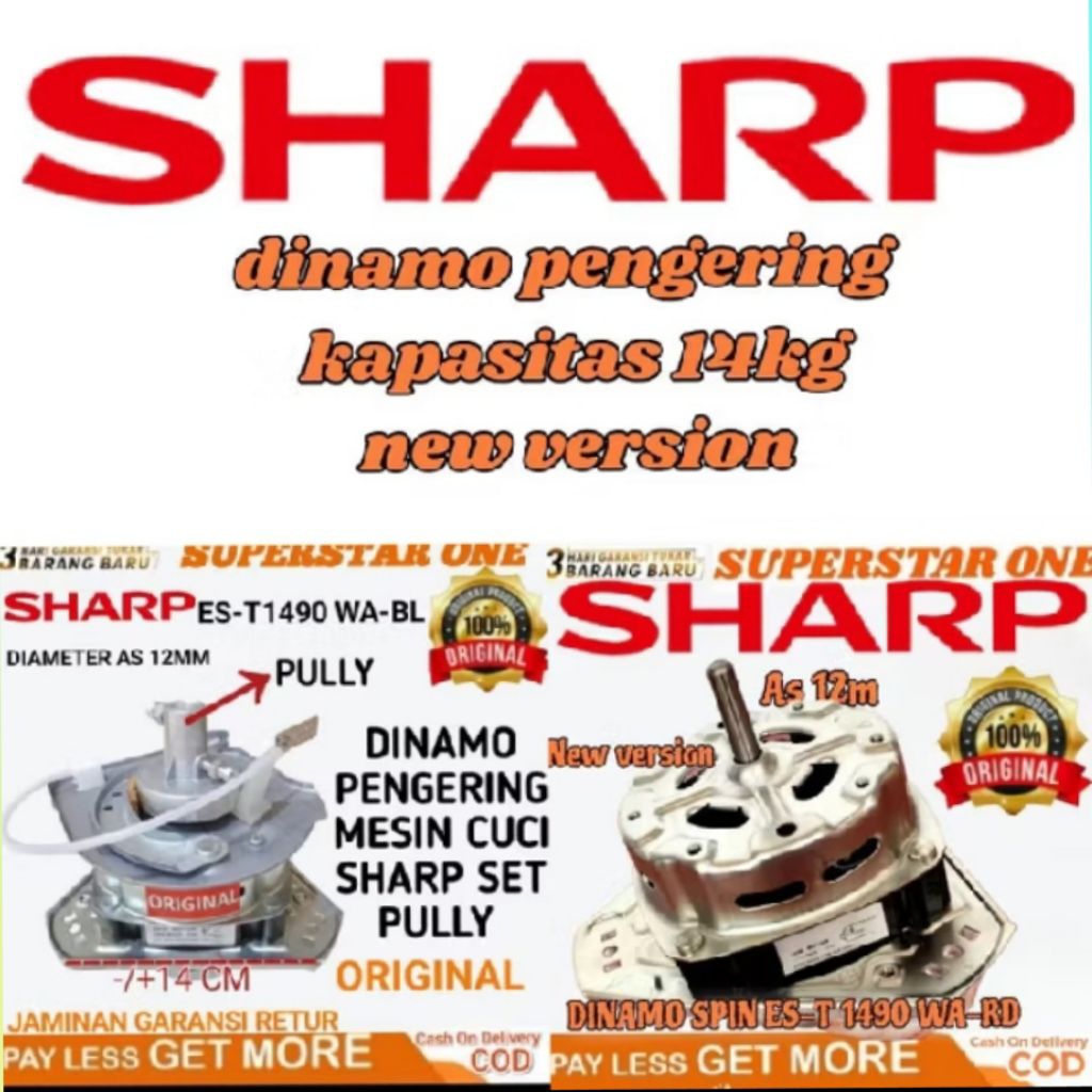 Dinamo/motor spin/pengering mesin cuci sharp kapasitas 14kg/14 kg