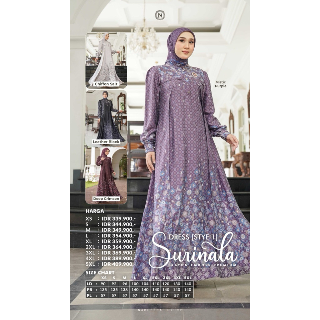 STYLE 1 - SURINALA DRESS/MIDI GAMIS MEWAH DRESS MOTIF SARIMBIT NADHEERA LUXURY-INAYAH HIJAB