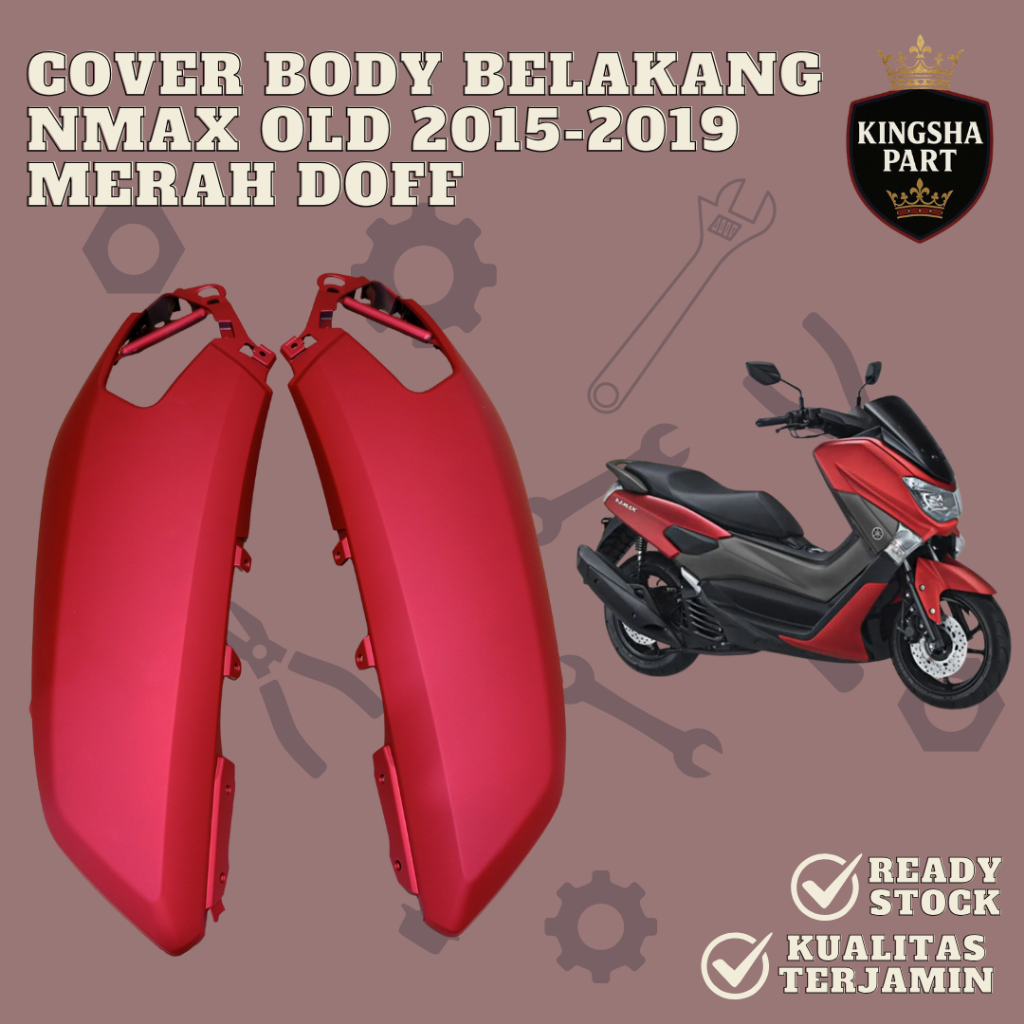 Cover Body Belakang Yamaha Nmax Old 2015-2019 Bodi Samping Nmax Old MERAH DOFF Tenshi