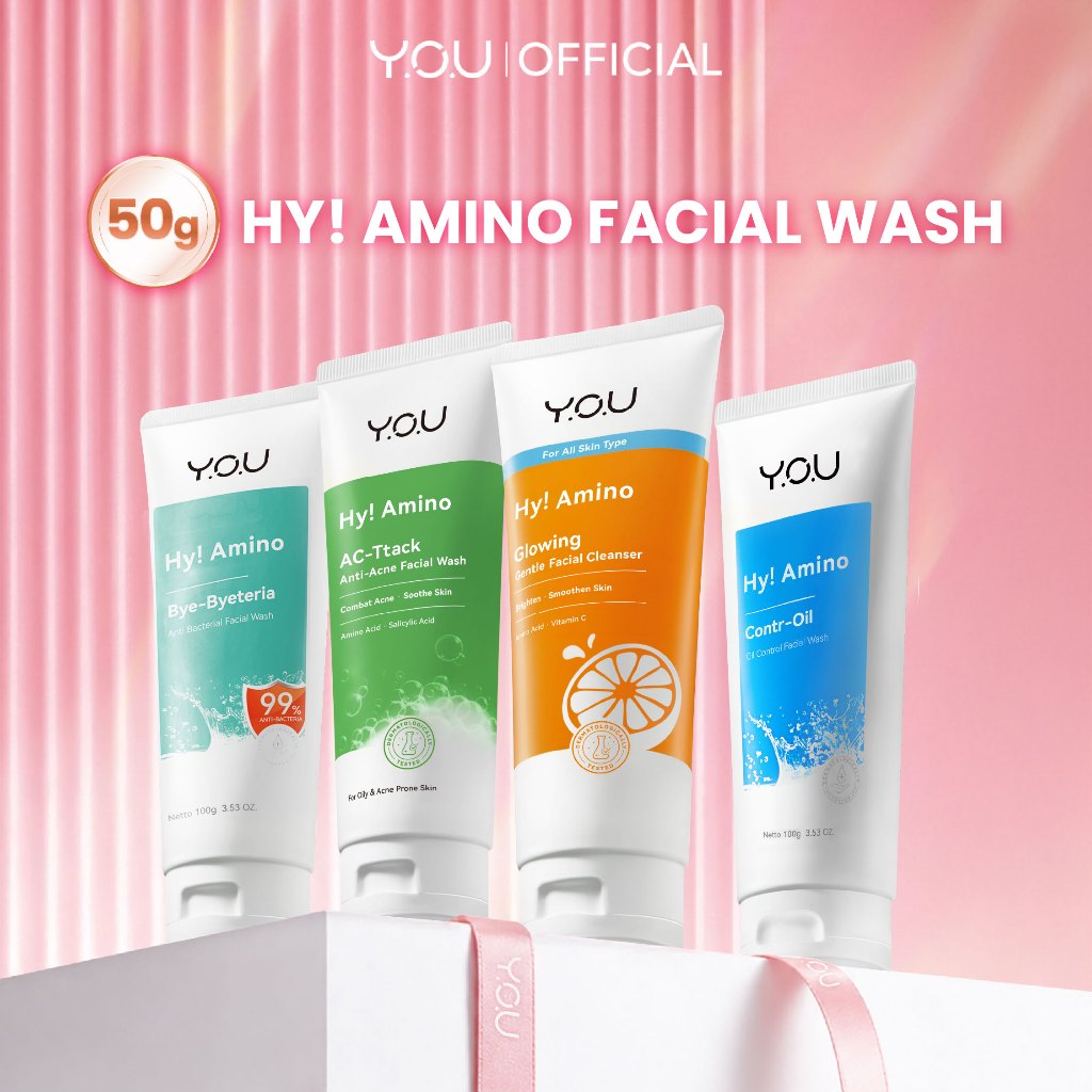 YOU Hy Amino Facial Wash 50g Anti Acne, Hydrating, Brightening, Oil Control Sabun Cuci Muka