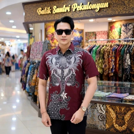 Hem Batik Pria Lengan Pendek Motif Simple Elegan | Kemeja Batik Pria Nyaman Dipakai