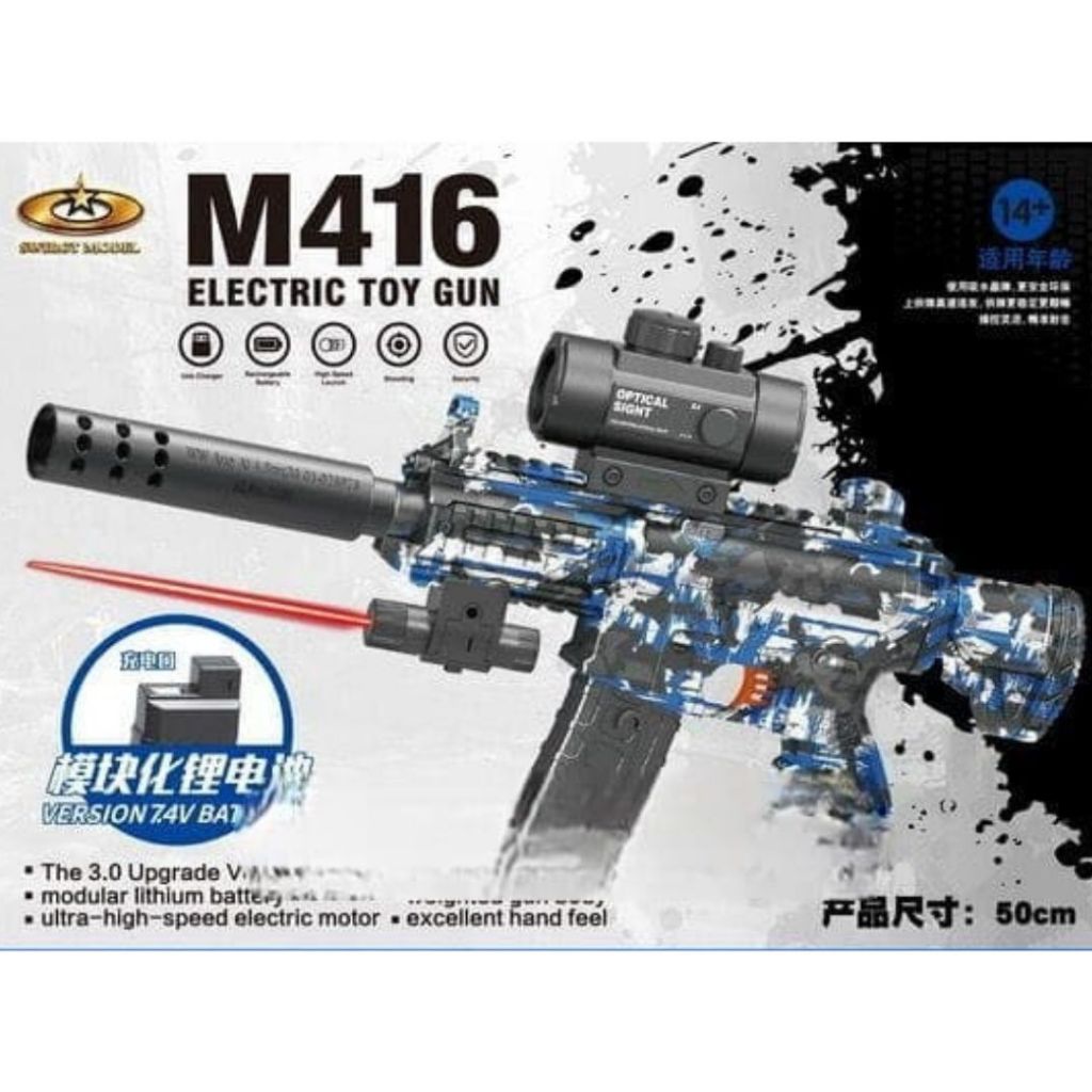 WGG M416 Mainan Water Gel Blaster Otomatis Elektrik Laki Laki WaterGell Viral Tembak Tembakan