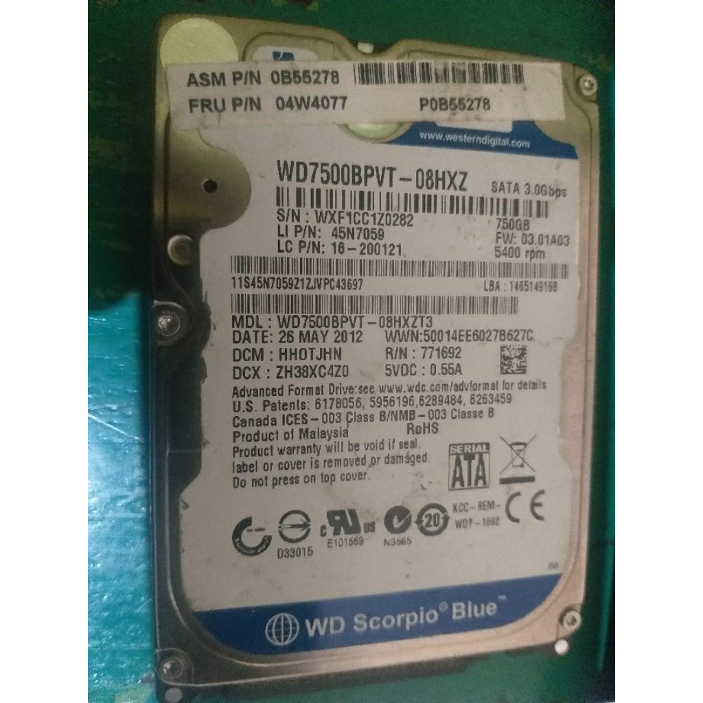 Hardisk laptop 750gb