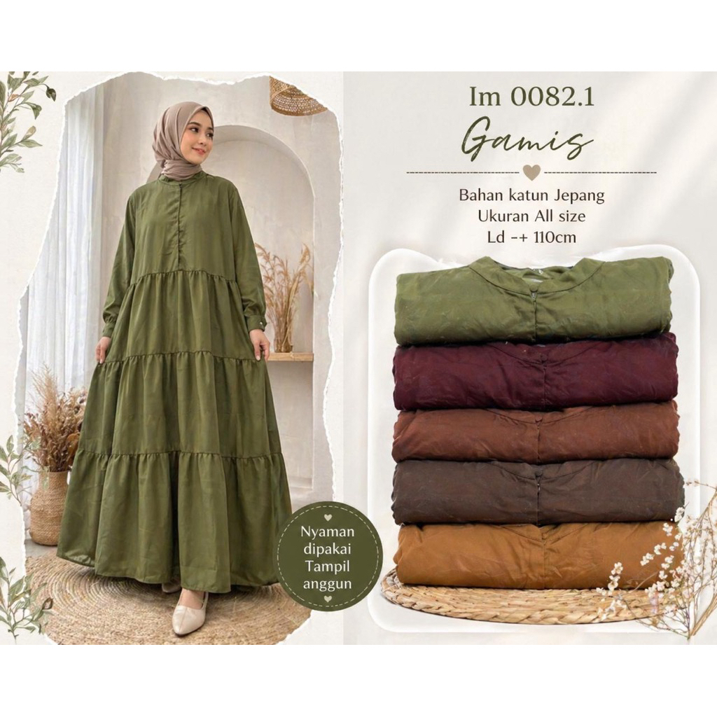 Gamis Katun Jepang Wanita Polos Premium | Dress Muslimah Panjang Tiered | Busui Friendly