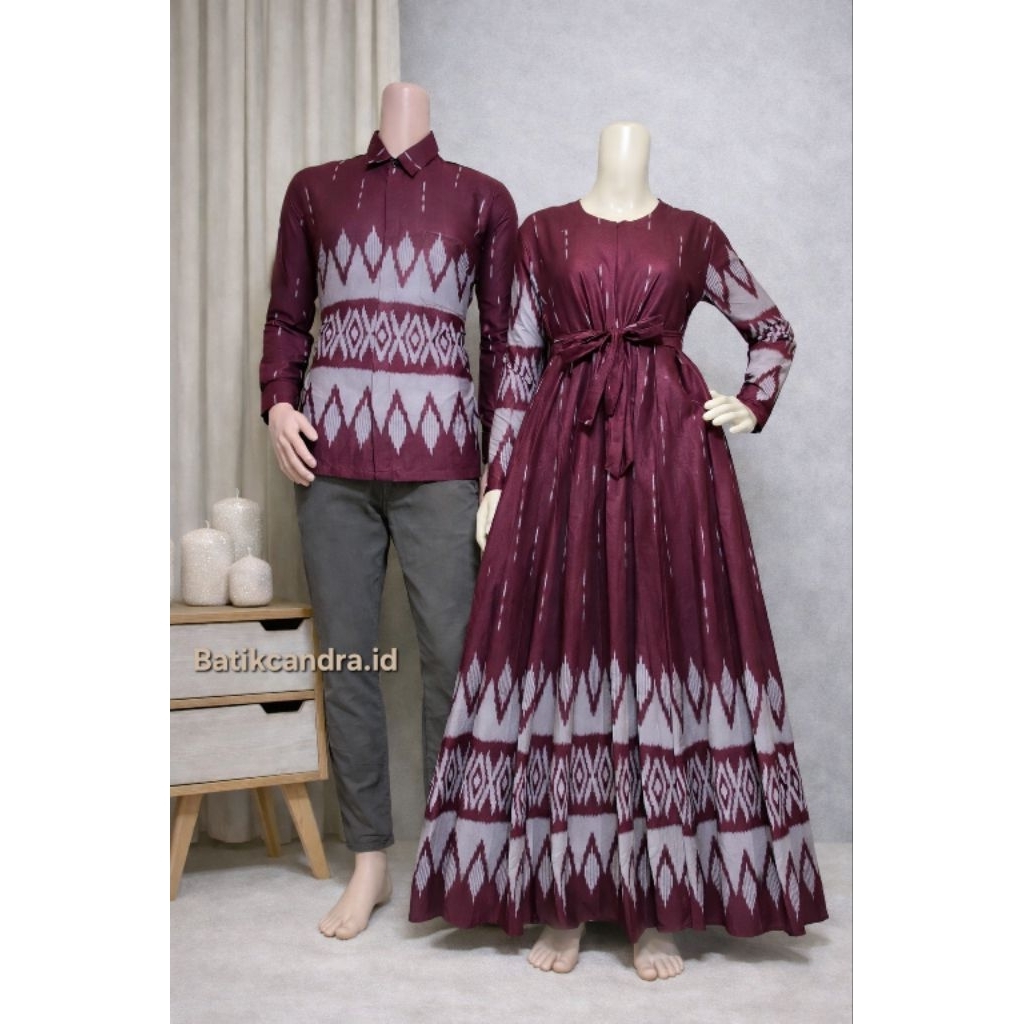 Baju Batik Couple Gamis Pasangan Sarimbit Premium