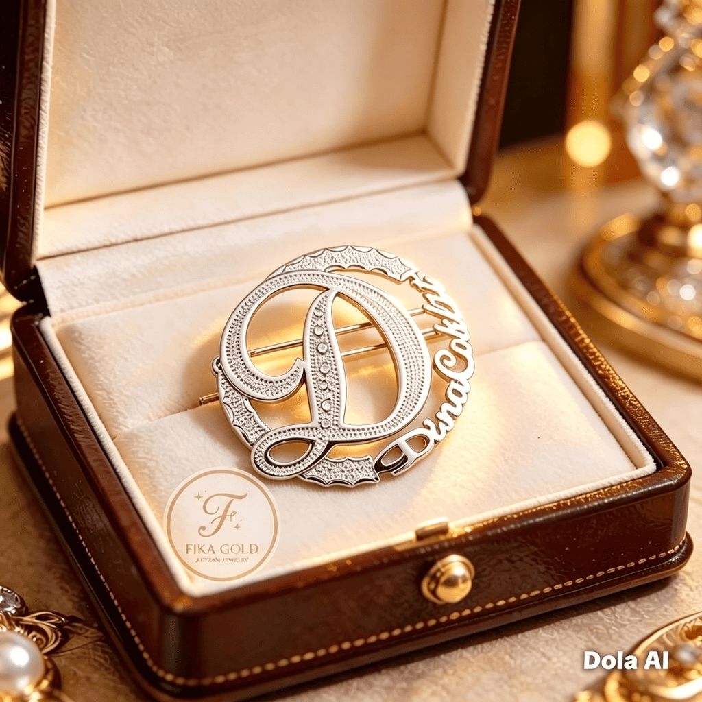 BROS HURUF NAMA  Permata/BROS PIN CUSTOM /BROS PIN TEMPAH NAMA UKIR NAMA Bros nama emas silver gold 