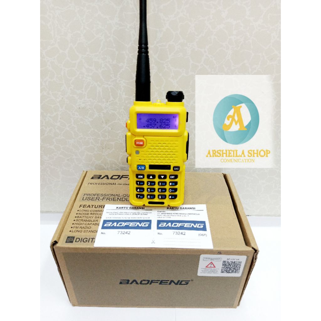 Ht baofeng uv5r kuning original garansi 1 tahun