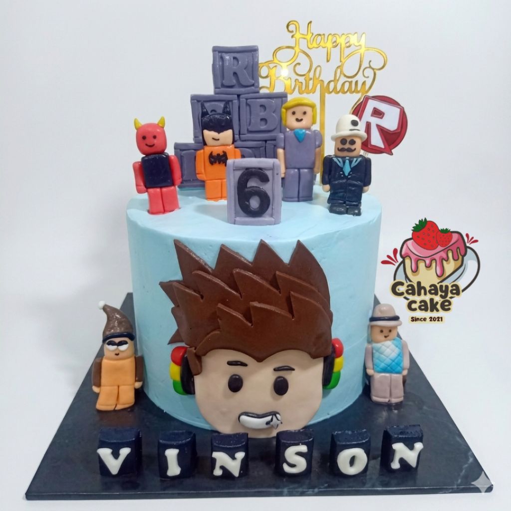 Kue Ulang Tahun Roblox Cowok / Kue Ultah Anak Laki / Roblox / Robot Roblox Cake