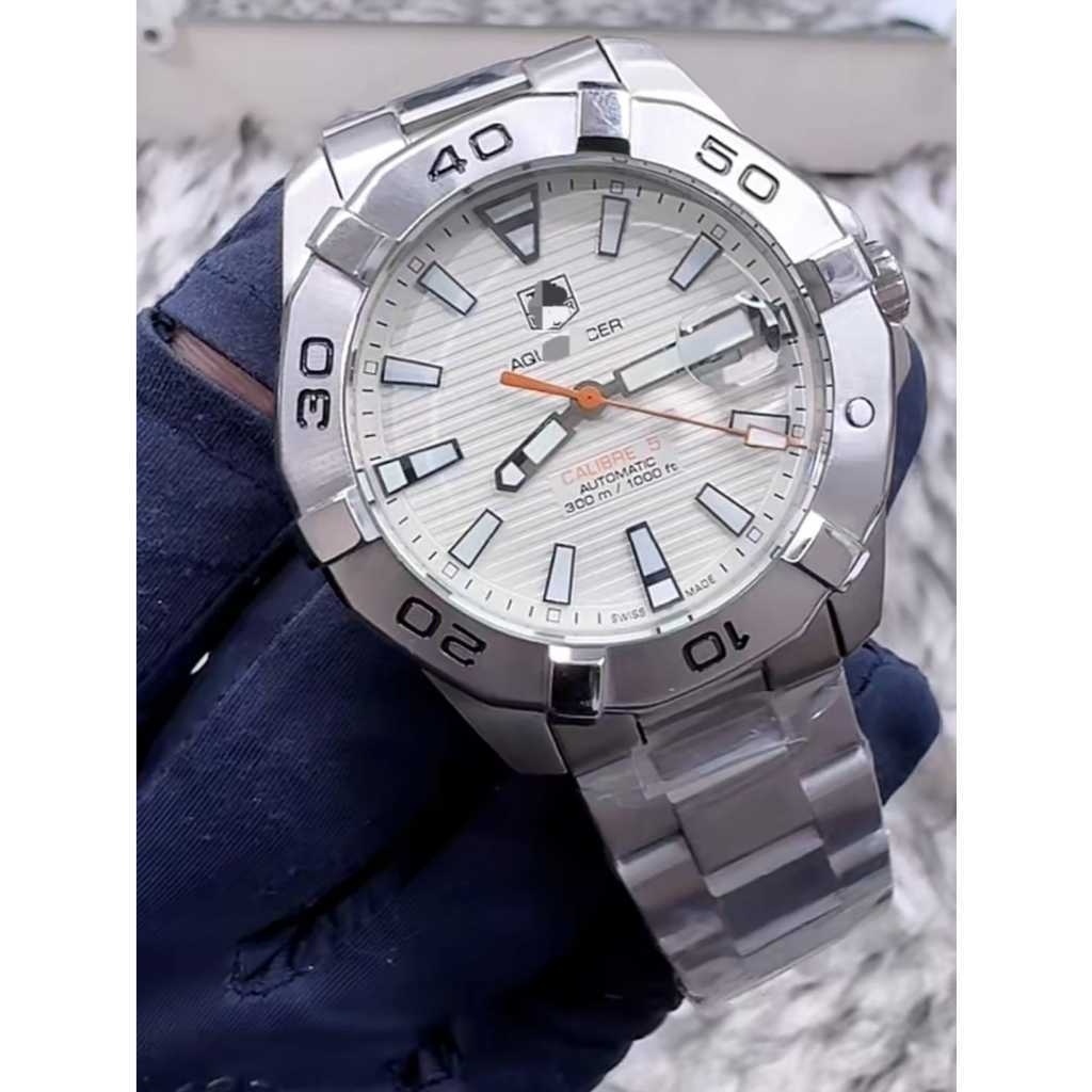 New Jam tangan pria Tag her Aquaracer 43mm White dial Automatic