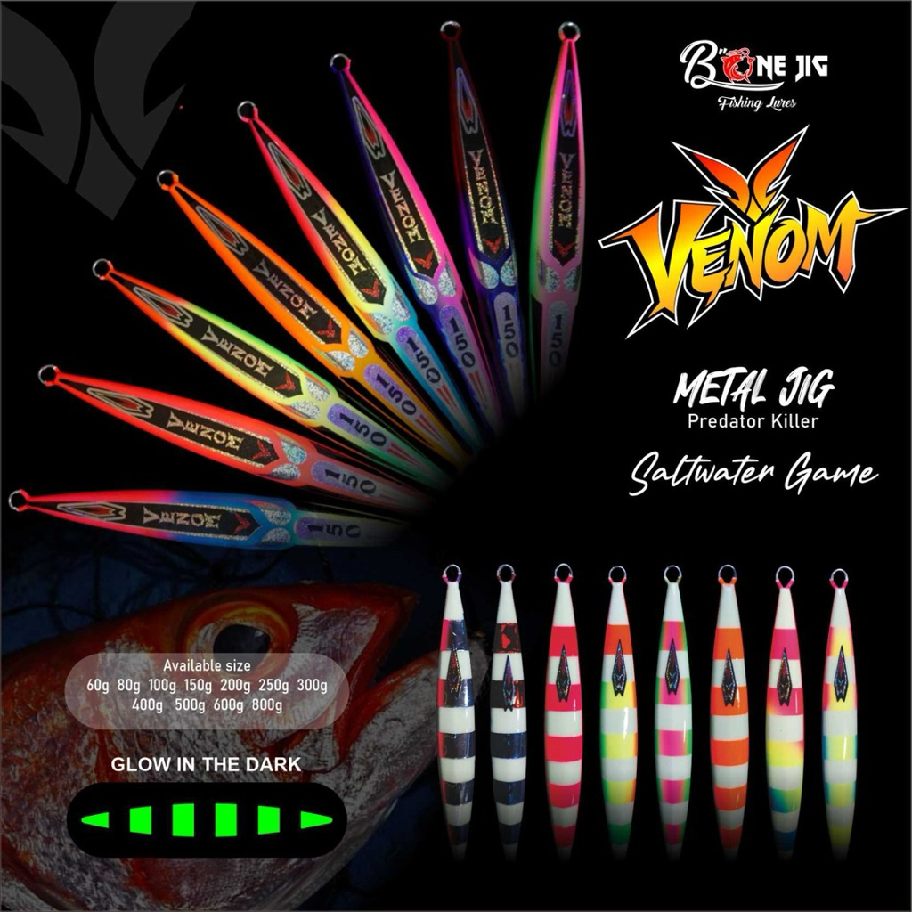 UMPAN METAL JIG SlOW JIGGING VENOM 60G - 600G UMPAN KILLER GACOR.