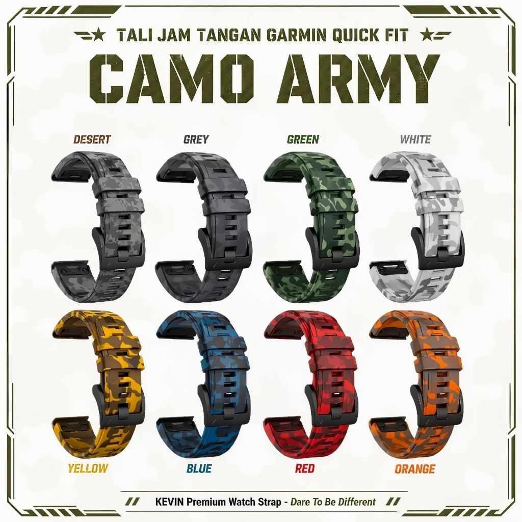 Camo Strap Quick Fit Garmin Quick Fit 22mm 26mm - Tali Jam Army CQF