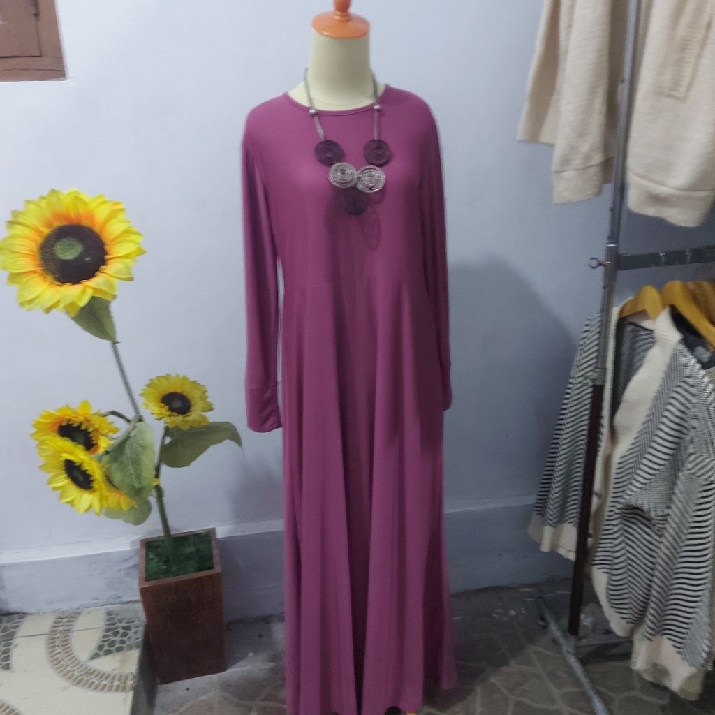 Gamis inner jumbo bahan jersup premium polos warna magenta #PL