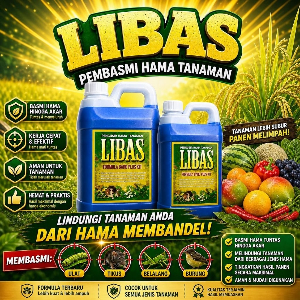 LIBAS 1 LITER - Insektisida Pembunuh Hama Tanaman Racun Tikus Pembasmi Tikus Belalang Burung Racun S
