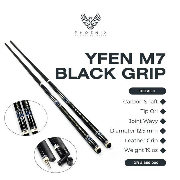 Stick Billiard YFEN M7 Black Grip Carbon Shaft / Stick YFEN M7