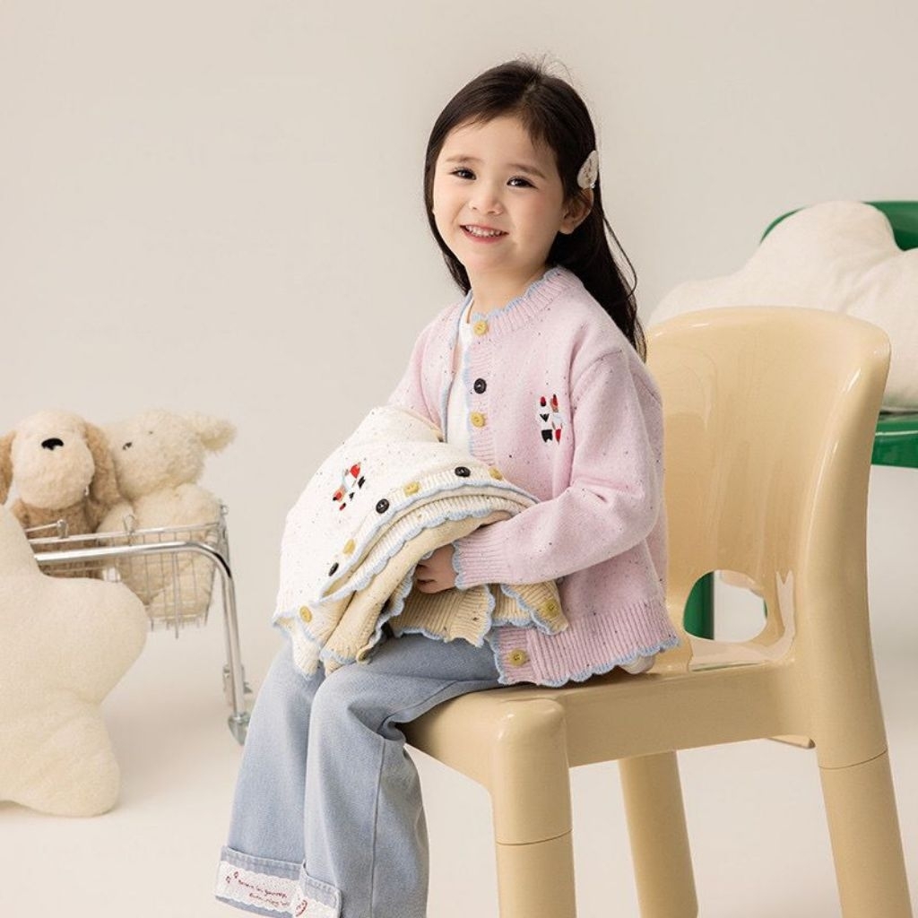 KINDER TOWN - Cardigan Rajut Anak Perempuan Import Premium / Jaket Knit Anak Korea Style