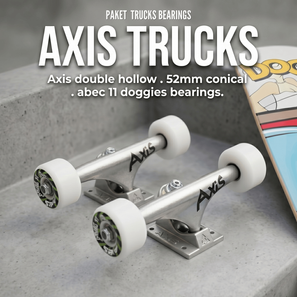 paket  trucks  bearings wheels hemat skateboard pemula fullset original  brand Axis double hollow