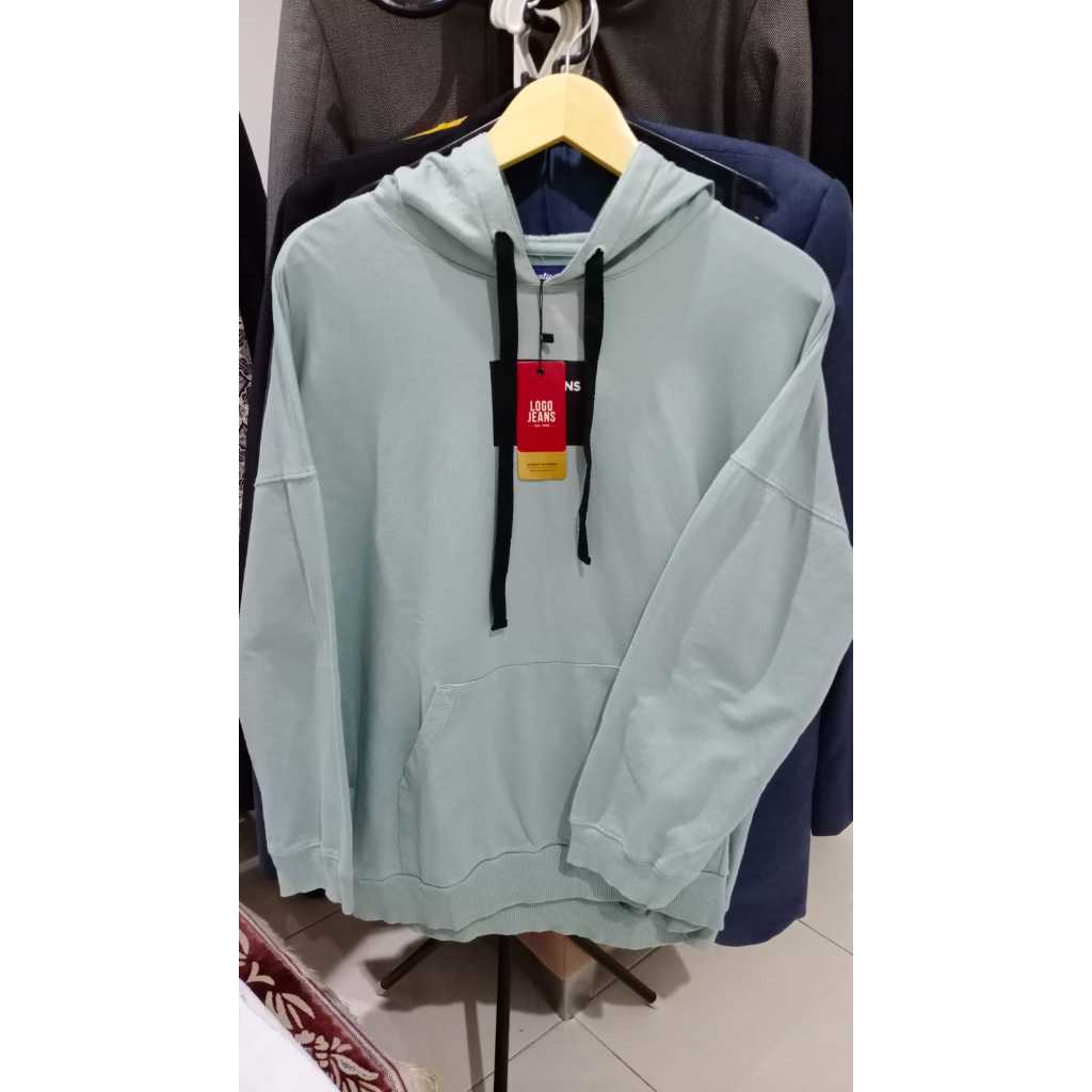 LOGO JEANS SWEATER HOODIE Katun Green Tosca Pria Wanita Original Size L