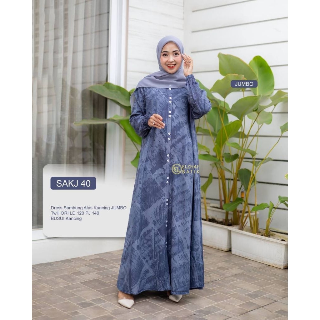 Gamis daster batik Twill ORI elzhaf jumbo ld 120