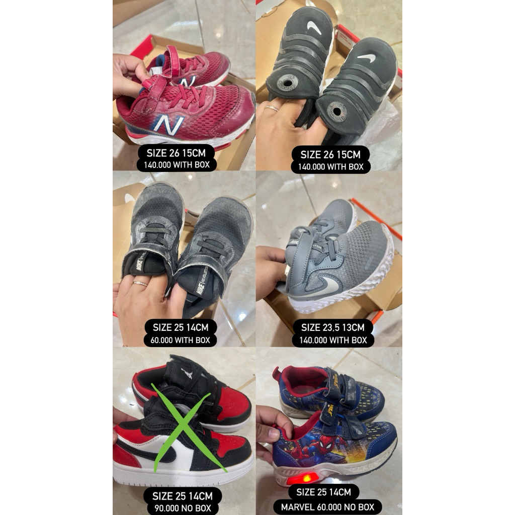 preloved sepatu anak nike,nb,marvel