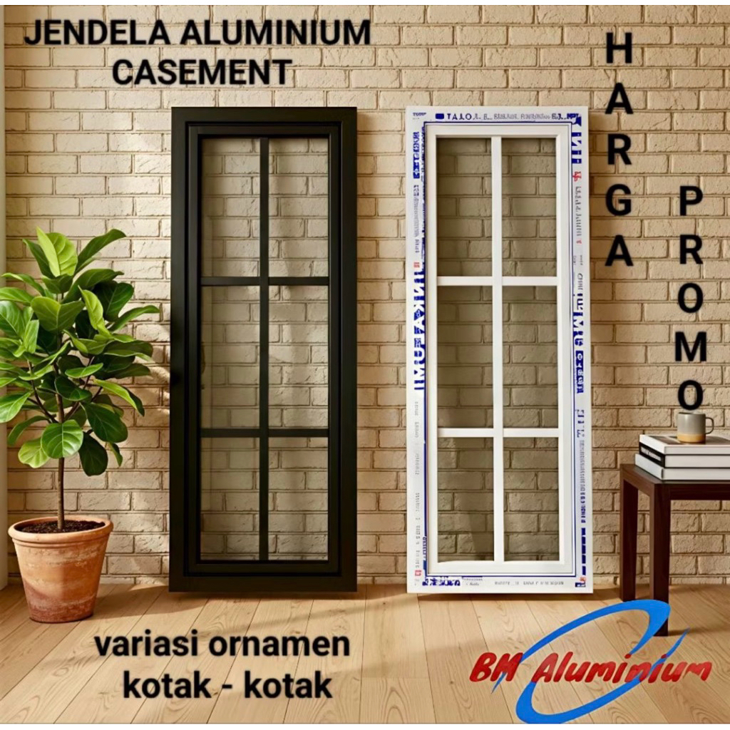 jendela aluminium 40x150 ornamen casement